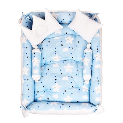 LOREM Multicolor 4 Pillows & Square Shape Cotton Baby Bed for 0-1 Year BB07-08