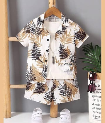 Ocvito Pack of 1 Boys Cotton Blend Shirt & Shorts Set ( Gold )