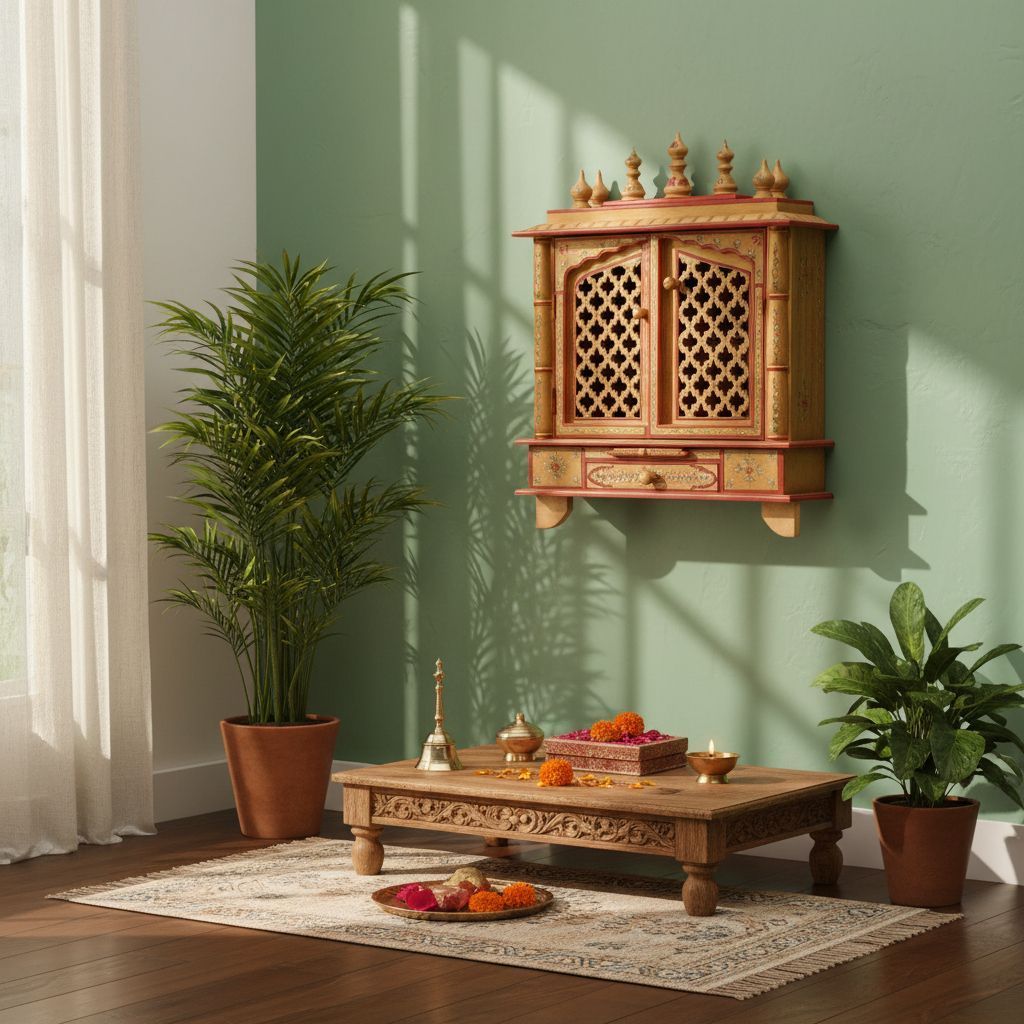 Wooden Indian Beautiful Hand Painted Golden Temple