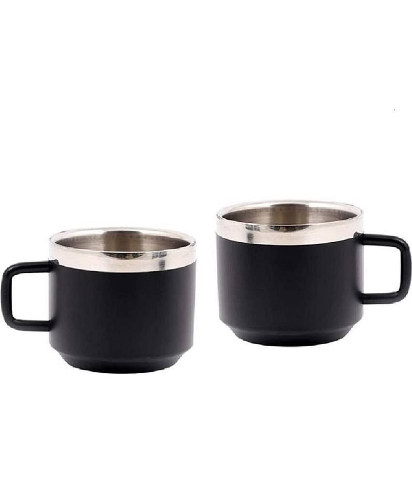 Dynore Tea Cups Solid Steel Tea Cup 120 ml ( Pack of 2 )