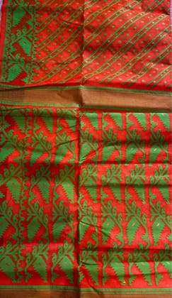 Cotton Jamdani Saree in Orange