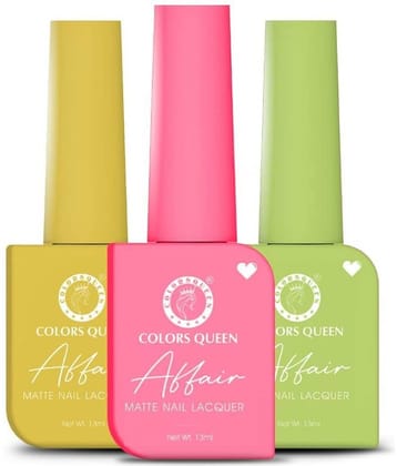 Colors Queen Affair Nail Polish setof 3 (29 Ne-own 53 Mustard Yellow 60 Pale Olive)