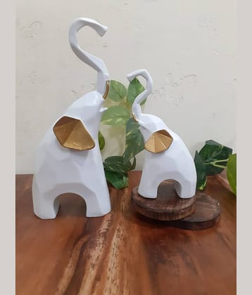 AFTERSTITCH white elephant set of 2 idol statue foe home office table decor  Animal Showpiece 20 cm