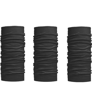 De-Ultimate (Set Of 3) Unisex Multi-Purpose & Multi-Functional Lightweight Soft Nylon Seamless Reversible Casual Sun Protection Face Mask/Skull & Beanie Caps/Headwraps/Bandana Band (Free Size; Black)