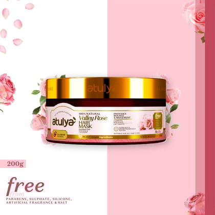 Atulya Valley Rose Hair Mask | Strenghtens and Smoothens Hair - 200gm