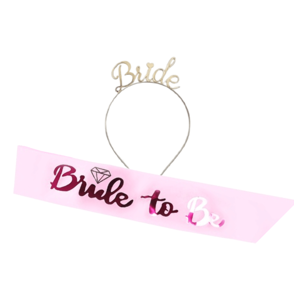 Bride to Be Pink Satin Sash & BRIDE Tiara w/ Rhinestone Combo - Set of 2 - Party and Festive Needs | Buy online on ZillyBuy