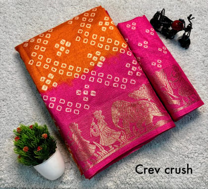 Pure Dola silk with crush all over saree jequrd boder same as original boder only