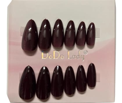 Premium Press-On Nails Set  Reusable False Nails Kit with Glue Tabs  Glossy Matte Artificial Nails for Women  Full Cover Nail Tips for Salon-Quality Manicure at Home  Multiple Shades Available (Deep Maroon)