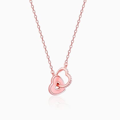 Rose Gold Interlocked Hearts Necklace