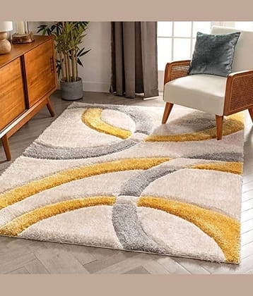 ANABIA CARPET Multi Polyester Carpet Geometrical 3x5 Ft
