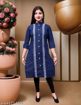 Fancy Long Denim kurti