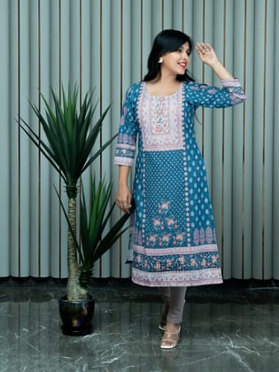 Blue Schiffli Kurti-36