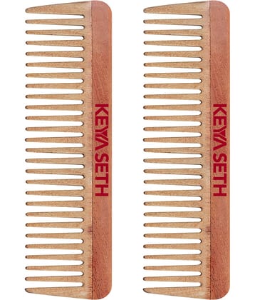 Keya Seth Aromatherapy Neem Wooden Comb Wide tooth Comb Pack of 2