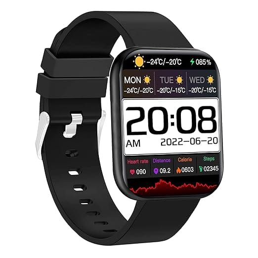 Salora uWear Smartwatch 2.1 Ultra HD Display, BT Calling, 200+ Watch Faces, Heart & SpO2 Monitoring, 11 Sports Modes, Sleep Monitor, Waterproof & 5 Days Battery iOS Android Compatible2023 (Black)
