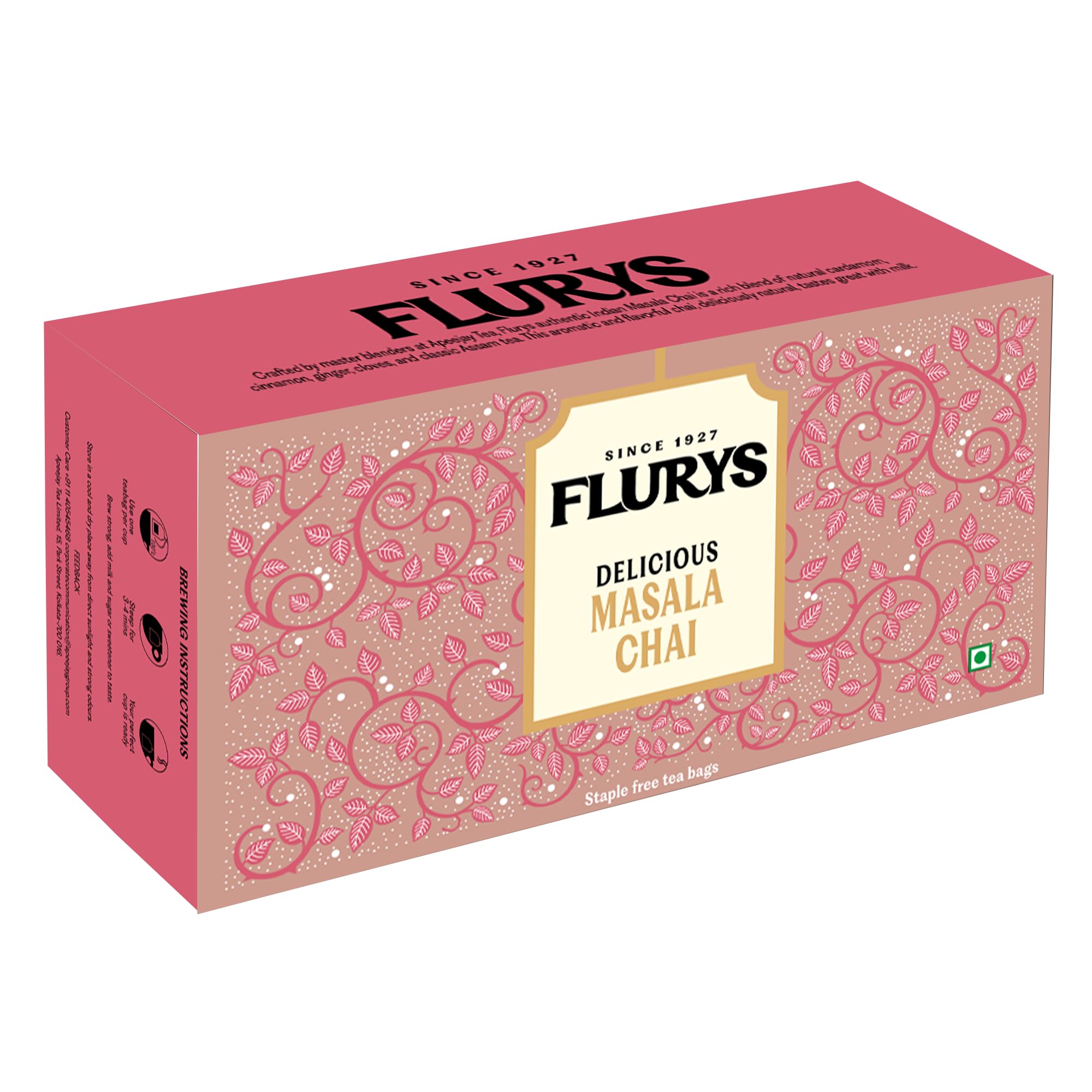 Flurys Delicious Masala 100 Envelop Tea Bags 200 Grams