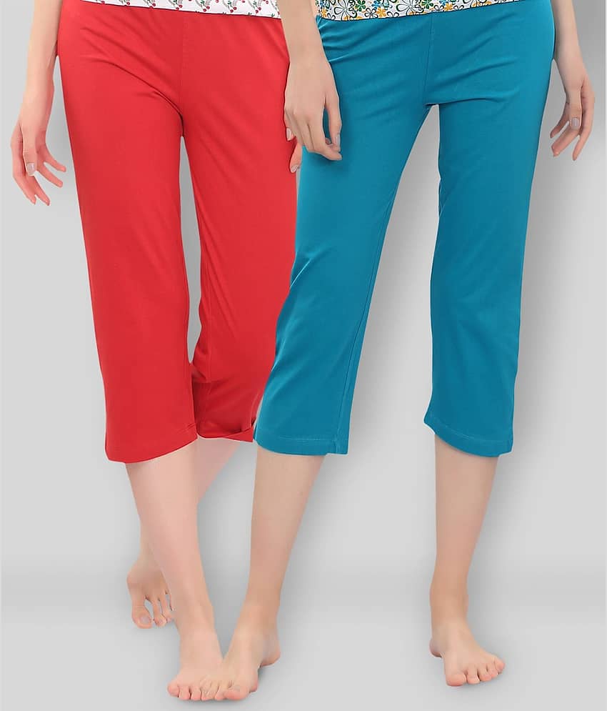 Zebu - Multicolor Cotton Blend Regular Fit Women's Casual Pants  ( Pack of 2 )