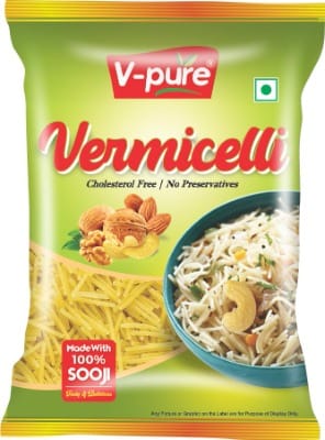 V-pure | Vermicelli plain 400 gm | Sevai, Sewaiyan, Semiya – Quick & Healthy Breakfast | NO Cholesterol Product | No Maida | No White Rice | NO Trans-Fat | High Protein Vermicelli | For Weight Loss item