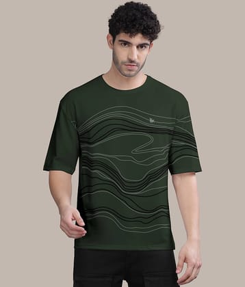 BULLMER Pack of 1 Cotton Blend Oversized Fit Men's T-Shirt ( Blue )