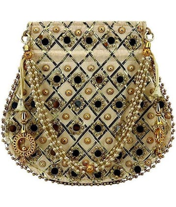 Apratim Beige Silk Potli