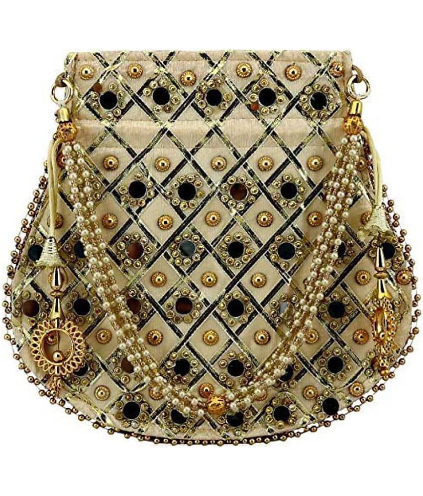 Apratim Beige Silk Potli
