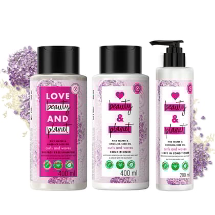 Shampoo & Conditioner 400ml + Leave-In Cond 200ml - Rice Water & Angelica Seed Oil