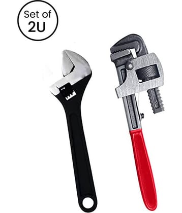 EmmEmm Tools hardware Premium 10 Inch Pipe Wrench/Socket Wrench & 8 Inch Adjustable Wrench