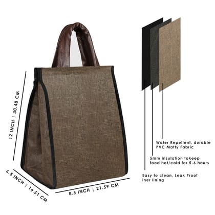 Khaki Essence: Linen Textured Insulated Tiffin Bag/Lunch Bag (TB09)