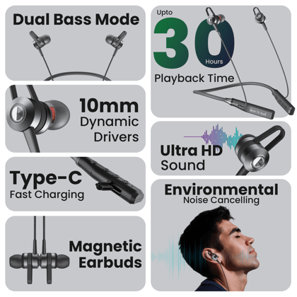 Cellecor BT-4 Wireless Waterproof Neckband with 25 Hrs playtime Headphone Bluetooth - Black