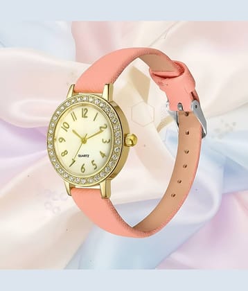 Cosmic Pink Leather Analog Womens Watch