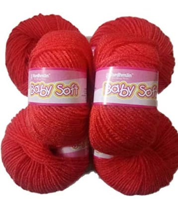 Vardhman Soft Acrylic Woollen Ball Hand Knitting Wool/Art Craft Fingering Crochet Hook Yarn, Needle Thread Dyed (Red) Pack of 6