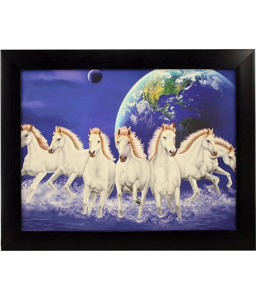Indianara Vaastu Seven Horses Religious Synthetic Painting With Frame