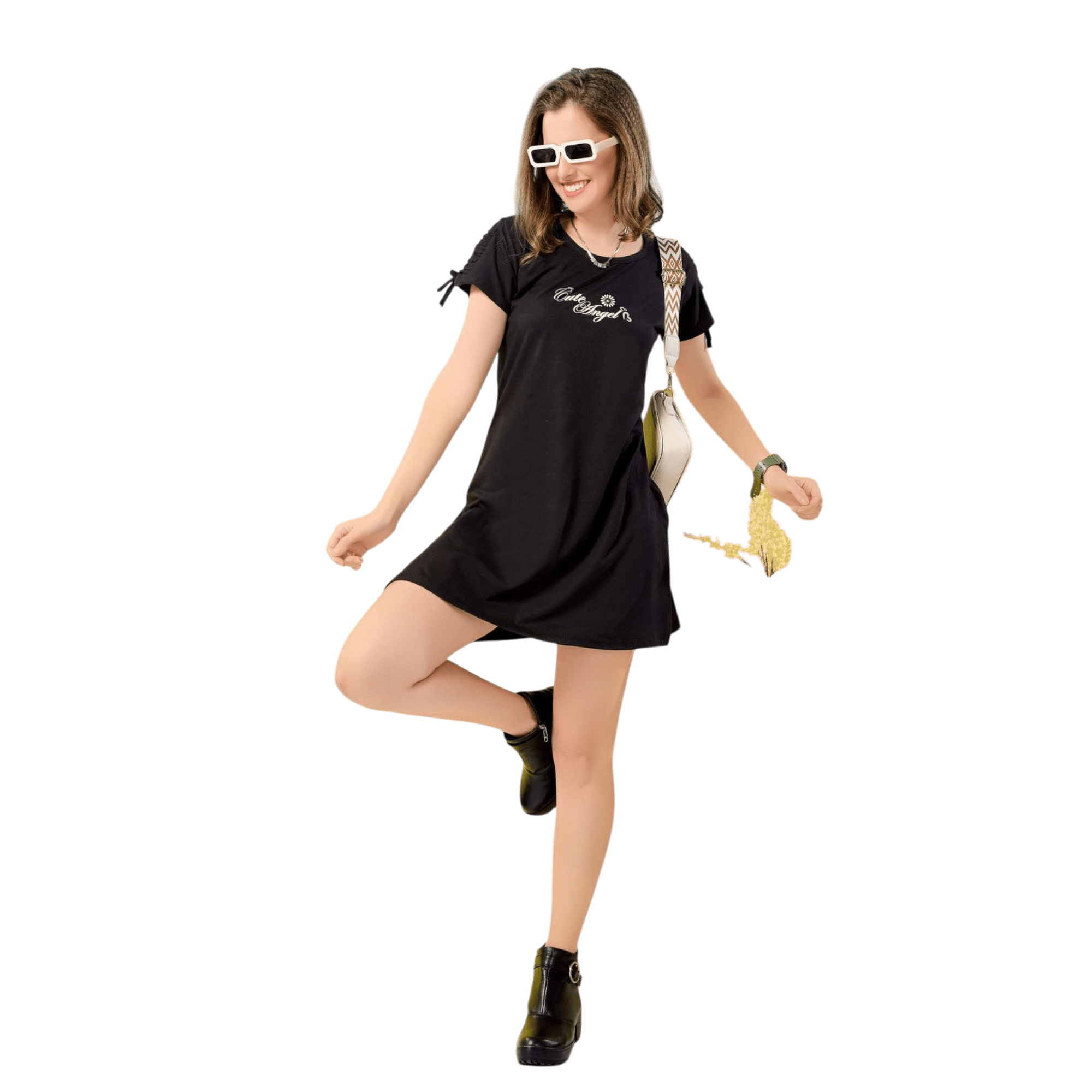Fabimi Women's Long Top with Side Cut & Sleeve Pattern – Stylish and Comfortable