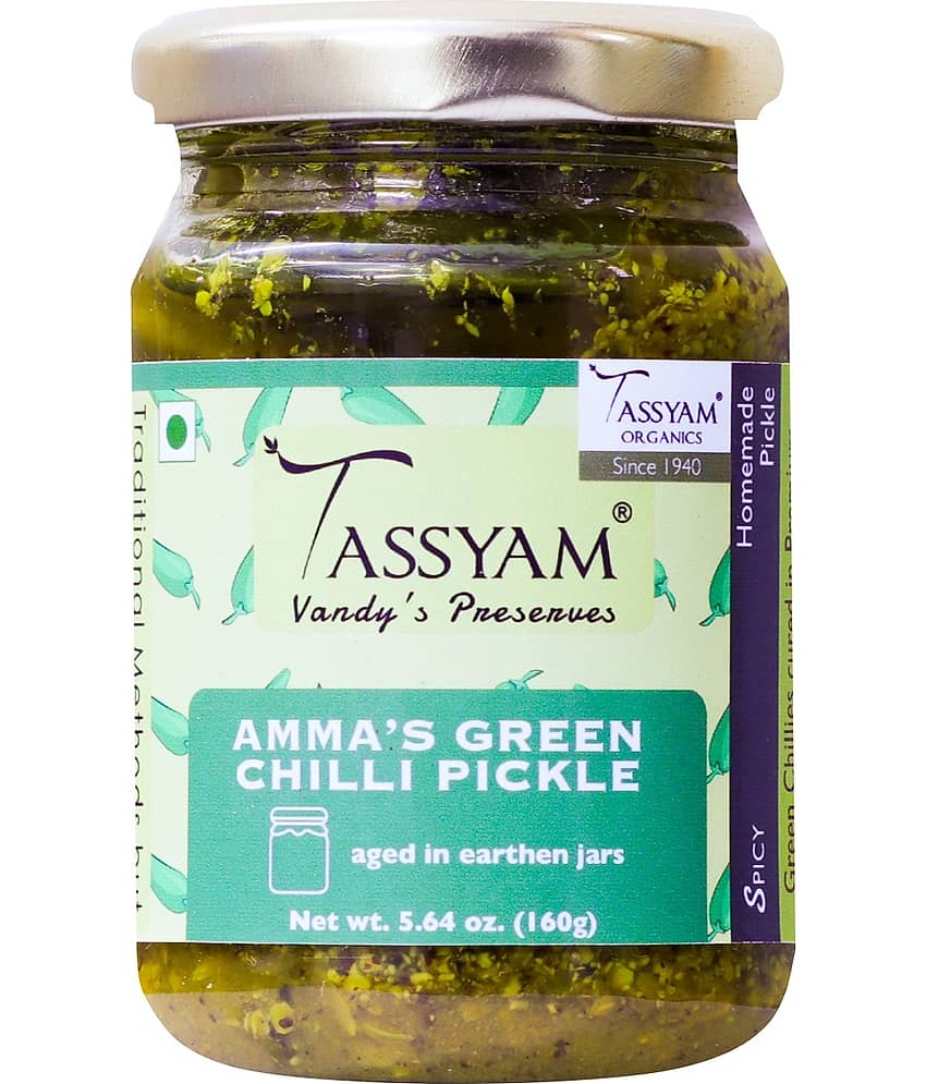 Tassyam Organics VP Green Chilli Pickle 160 g