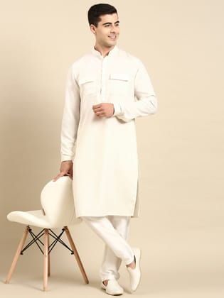 Cream Pathani Kurta Set-Made To Measure / Only Pathani - No Lowers