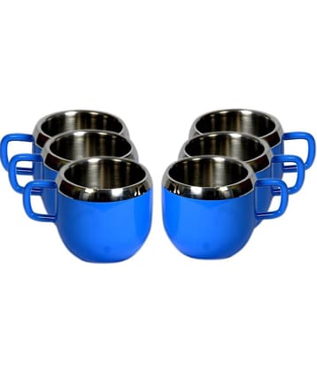 Dynore - Steel Double Walled Tea Cup 90 ml ( Pack of 6 )