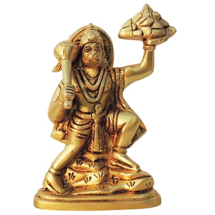 Pure Brass Hanuman Ji Divine Idol Murti For Worship & Decor, Height : 6.5 Inch (BSMAS1026 E)