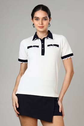 Signature Women's White Polo T-Shirt-Custom Size / White / PT0050-PLSC0001/PLSC0008-NIL-NIL-0.7-THW01/THB01-FS04-BT065-5