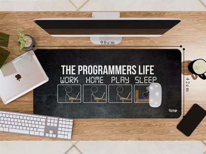 "THE PROGRAMMERS LIFE: WORK| HOME| PLAY| SLEEP" Gaming Mousepad- Elevate Your Gaming Experience-Extra Large (42CM X 90CM) / Plane