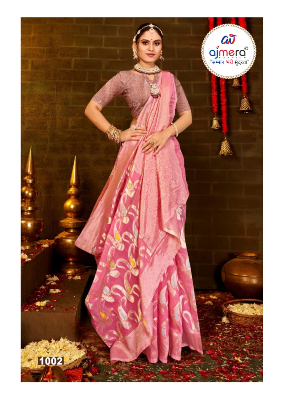 SOJ Strawberry Cotton  Saree with Unstitched Blouse