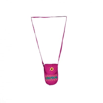 Handcrafted Banjara Pink Mobile Covers Bag (10 x 16 cm)