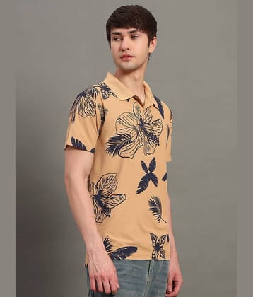 GET GOLF Men Cotton Blend Regular Fit Printed Polo T Shirt ( Mustard )