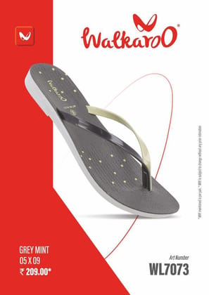 Walkaroo WL7073 Grey Mint L No 9 Ladies Slipper
