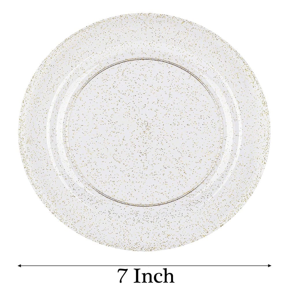 Gold Shimmer Plastic Durable Cake/Starter Plates - 7 inches - 6PC - Party and Festive Needs | Buy online on ZillyBuy