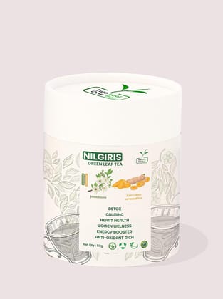 Two Leaf One Bud Nilgris Green Leaf Tea - Jasmine and Turmeric 50 Gms