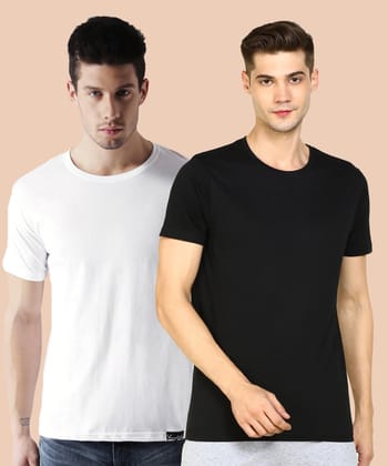 Young Trendz Men Halfsleeve Combo Solid Tshirt-S / White Black