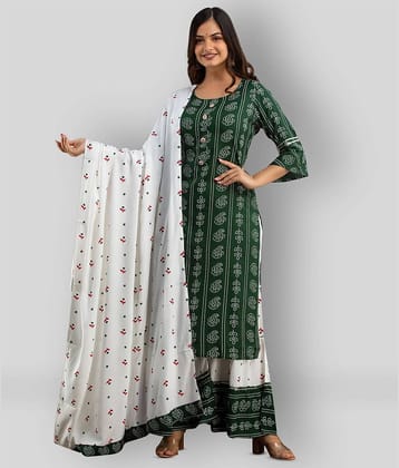 Lee Moda - Olive Straight Rayon Women's Stitched Salwar Suit ( Pack of 1 )