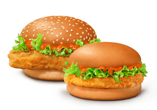 Korean Chicken Surprise Burger + Korean Mc Spicy Chicken Burger