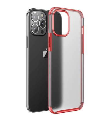 Rugged Frosted Semi Transparent PC Shock Proof Slim Back Cover for Apple iPhone 13 Pro, 6.1 inch, Red