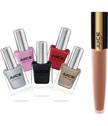 Juice SILVER,CHARM PINK,SWEETORANGE,BLACK Nail Polish 04,12,15,24,91,M-71 Multi Glossy Pack of 6 59 mL
