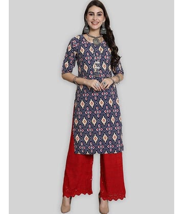 7Threads Crepe Printed Straight Women's Kurti - Purple ( Pack of 1 )